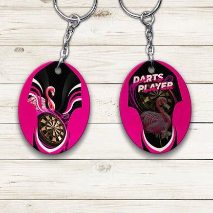 Flamingo Darts Player Acrylic Keychain For Darts Players - Christmas Gift For Darts Lovers, Darts Team, Family, Friends