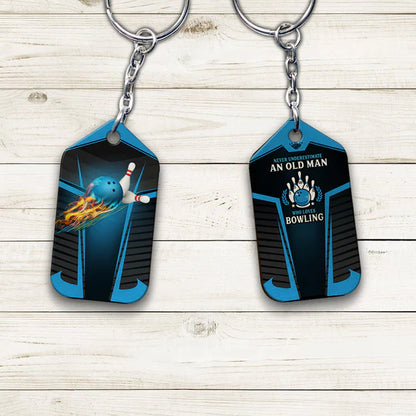 Never Underestimate an Old Man Who Loves Bowling Acrylic Keychain - Christmas Gift For Bowling Lovers, Family, Friends