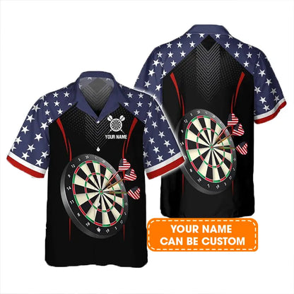 Customized Darts Hawaiian Shirt, USA Darts, Personalized Name Hawaiian Shirt For Men - Perfect Gift For Darts Lovers, Darts Players