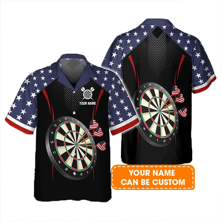 Customized Darts Hawaiian Shirt, USA Darts, Personalized Name Hawaiian Shirt For Men - Perfect Gift For Darts Lovers, Darts Players