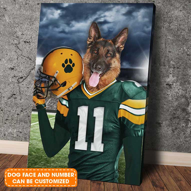 The Green Bay Fan Custom Pet Face Portrait Canvas - Pet Painting Portrait Canvas, Wall Art - Perfect Gift For The Green Bay Fan, Pet Lovers