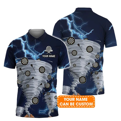Darts Custom Name Men Polo Shirt, Storm Dartboard Personalized Men Polo Shirt Gift For Darts Lovers, Friend, Darts Team Player