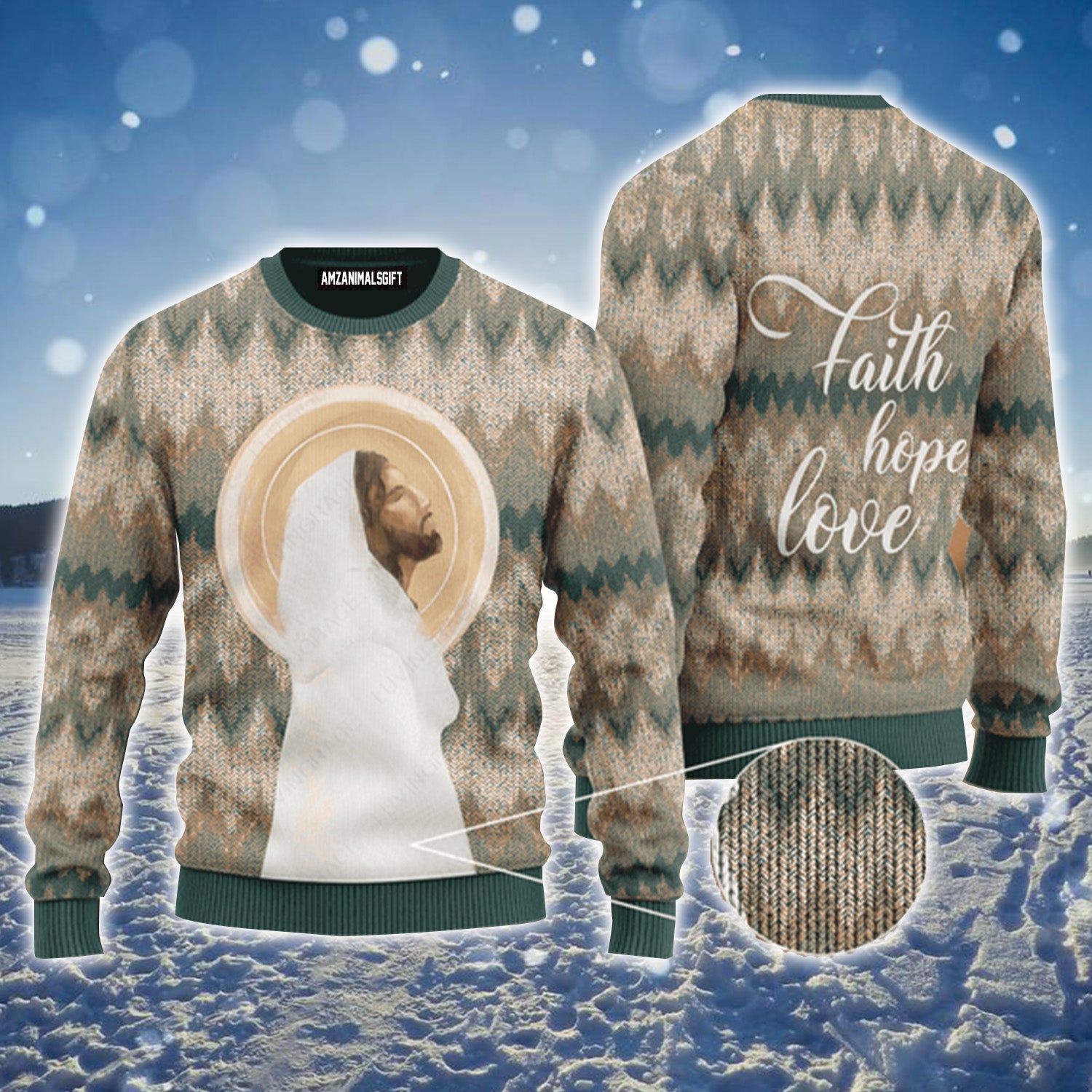 Vintage Christ God Faith Hope Love Urly Sweater, Christmas Sweater For Men & Women - Perfect Gift For Christmas, New Year, Winter