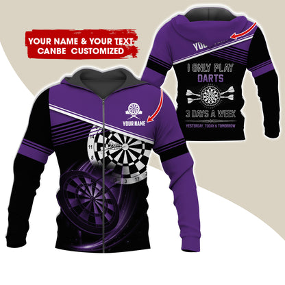 Customized Name & Text Darts Premium Zip Hoodie, Personalized I Only Play Darts Zip Hoodie For Men & Women - Gift For Darts Lovers, Darts Players