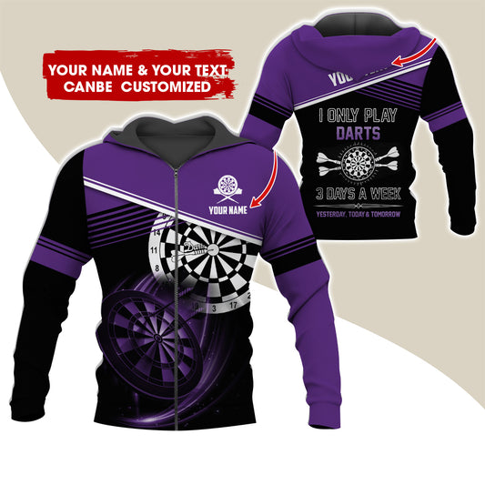 Customized Name & Text Darts Premium Zip Hoodie, Personalized I Only Play Darts Zip Hoodie For Men & Women - Gift For Darts Lovers, Darts Players