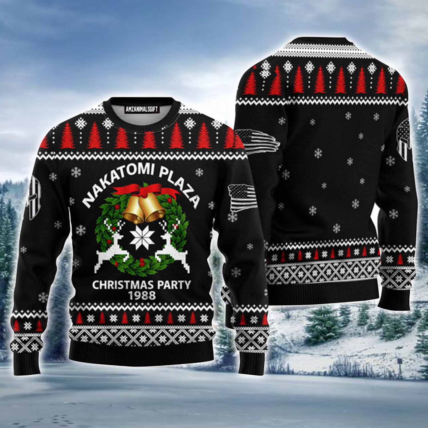 Warrior Nakatomi Plaza Black Urly Christmas Sweater, Christmas Party 1988 Sweater For Men & Women - Perfect Gift For Christmas, Family, Friends