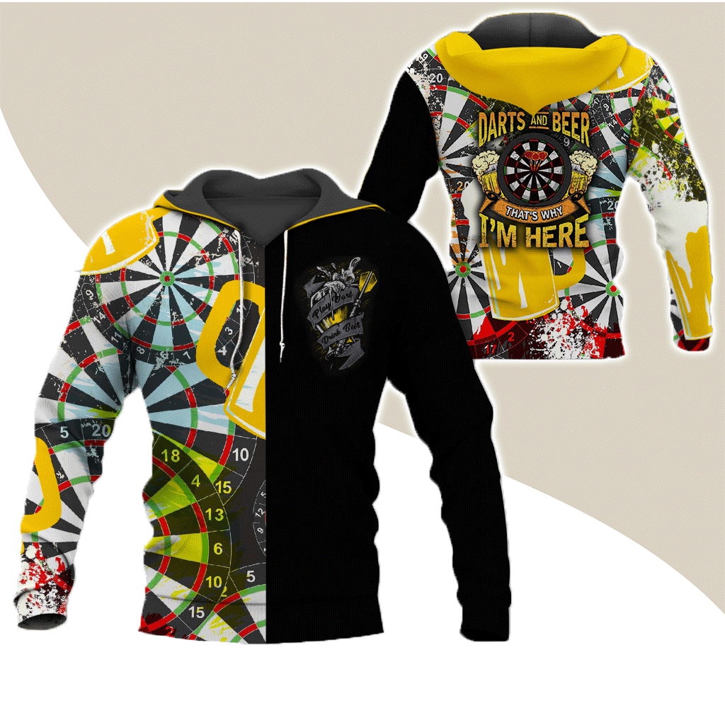 Darts Premium Hoodie, Darts And Beer That's Why I'm Here Darts Hoodie For Men & Women - Gift For Darts Lovers, Friend, Family