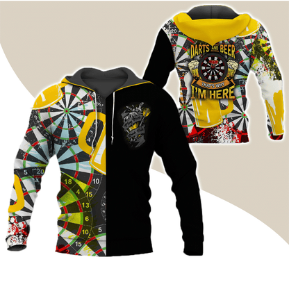 Darts Premium Hoodie, Darts And Beer That's Why I'm Here Darts Hoodie For Men & Women - Gift For Darts Lovers, Friend, Family