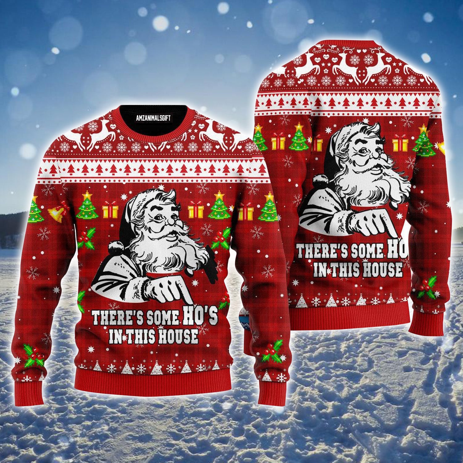 Santa Clause There Is Some Hos in This House Ugly Sweater For Men & Women, Perfect Outfit For Christmas New Year Autumn Winter