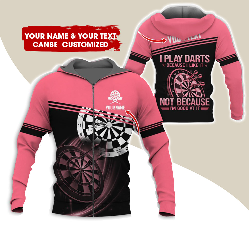 Customized Name Darts Premium Zip Hoodie, Personalized I Play Darts Zip Hoodie For Men & Women - Gift For Darts Lovers, Darts Players