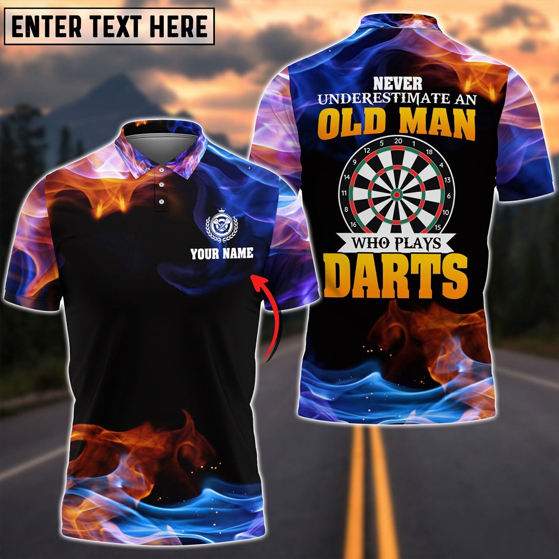 Bowling Custom Men Polo Shirt - Never Underestimate An Old Man Who Play Darts Personalized Bowling Polo Shirt