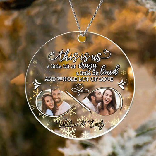 Personalized Couple Photo Circle Acrylic Ornament, Custom Anniversary Couple Photo Heart Acrylic Ornament - Christmas Gift For Couple, Lover, Spouse