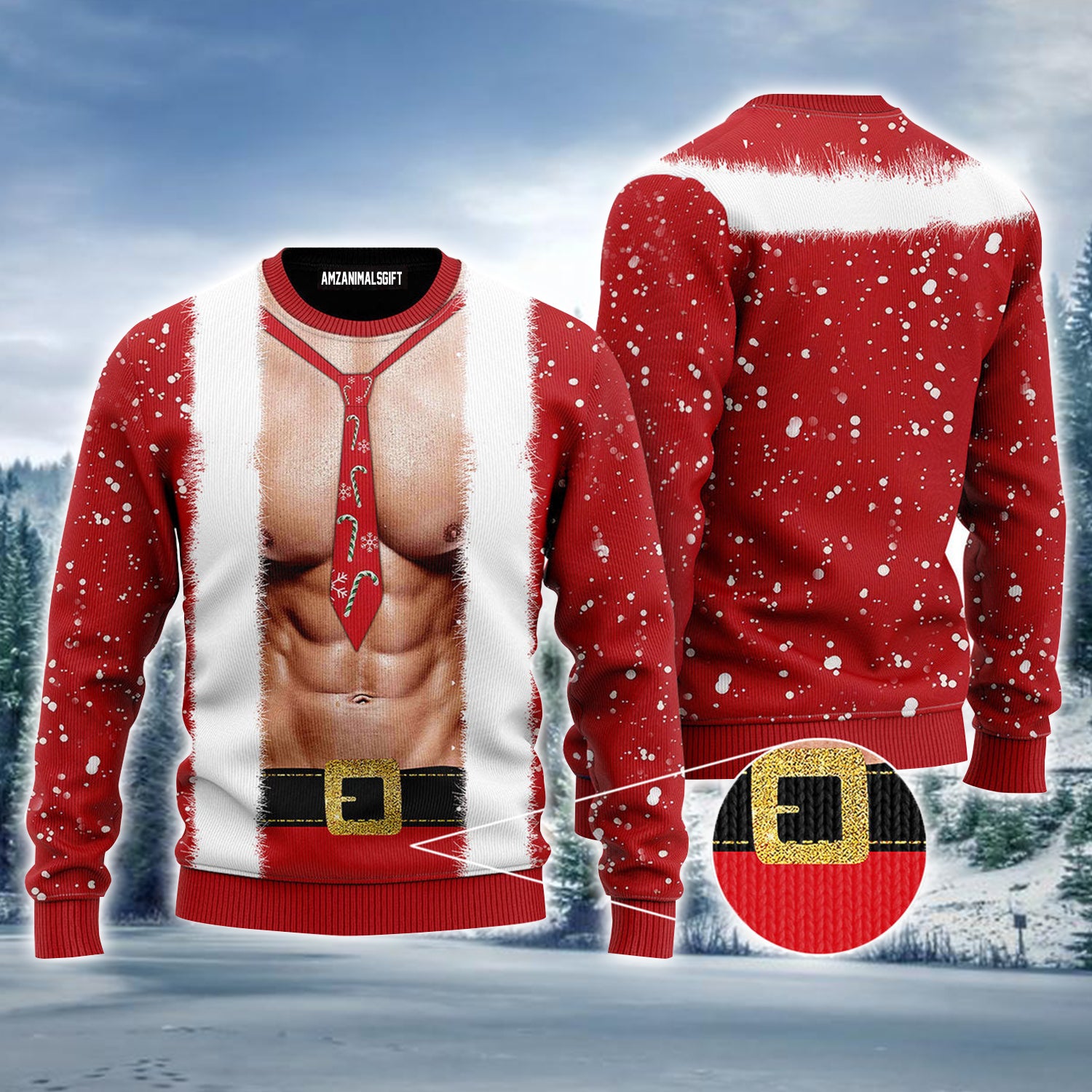 Santa Body Ugly Christmas Sweater, Snowflakes Christmas Ugly Sweater For Men & Women - Perfect Gift For Christmas, Friends, Family