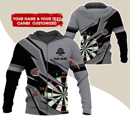 Customized Darts Premium Zip Hoodie, Personalized Name & Text Darts Team Zip Hoodie For Men & Women - Gift For Darts Lovers, Darts Players