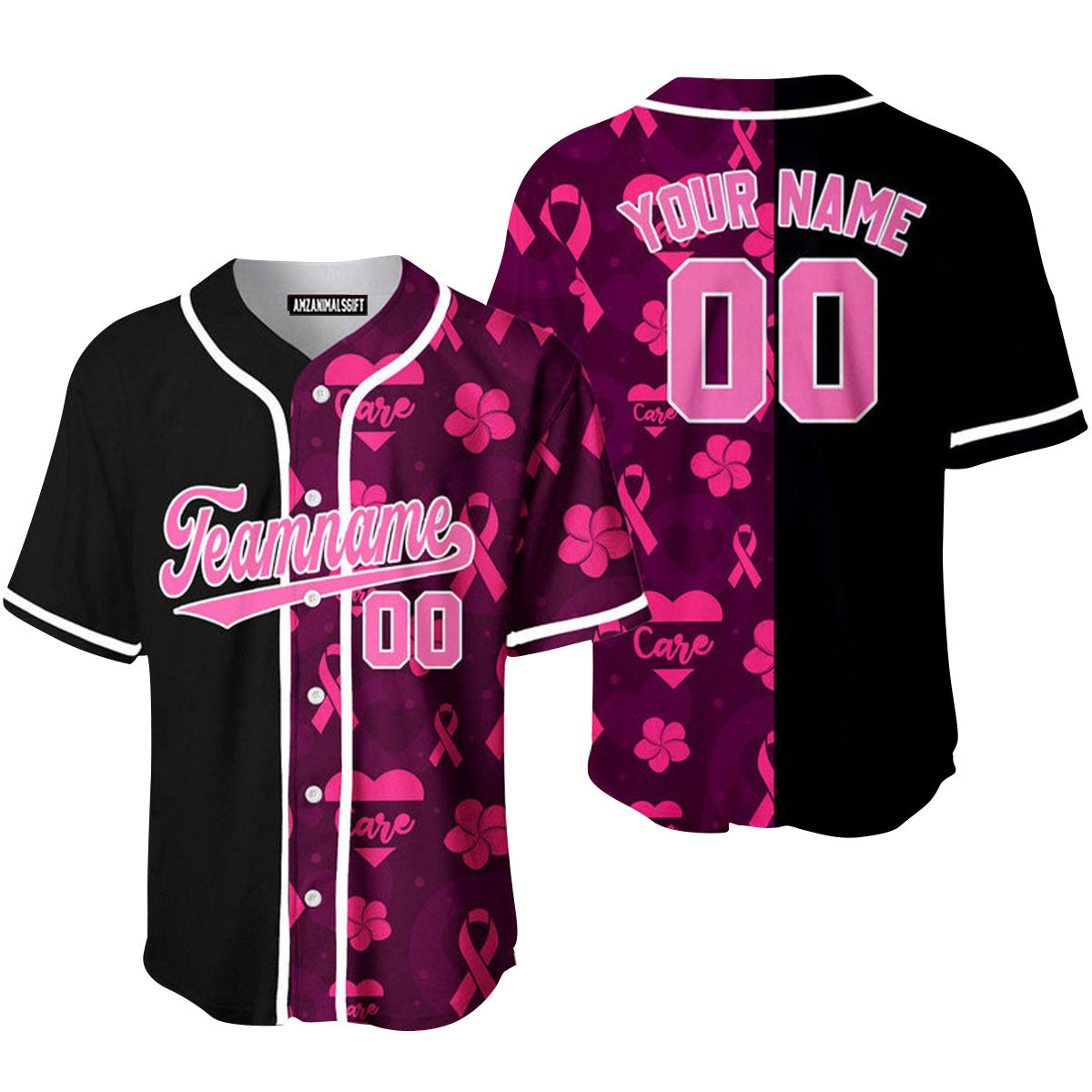 Custom Breast Cancer Pink White Baseball Jersey, Perfect Outfit For Men And Women On Breast Cancer Survivors Baseball Team Baseball Fans