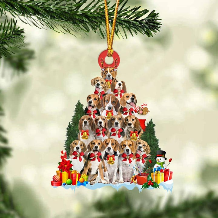 Beagle Acrylic Christmas Ornament, Beagle Dog Christmas Tree & Gift Acrylic Ornament for Dog Lover, Christmas, New Year