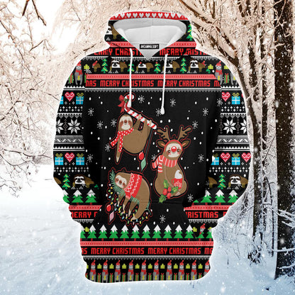 Sloth Xmas Premium Christmas Hoodie, Cool Sloth Merry Christmas  Unisex Hoodie For Men & Women - Perfect Gift For Christmas, Friends, Family