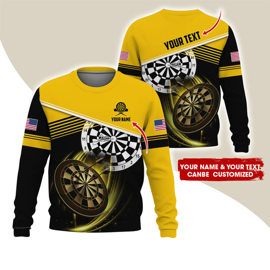 Customized Name & Text Darts Sweatshirt, Personalized Darts American Logo Sweatshirt For Men & Women - Gift For Darts Lovers, Darts Players