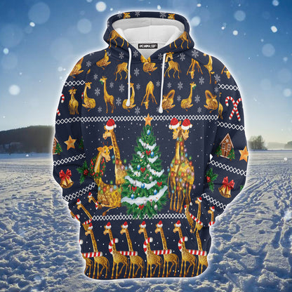 Giraffe Christmas Tree Premium Christmas Hoodie, Christmas Light Unisex Hoodie For Men & Women - Perfect Gift For Christmas, Friends, Family