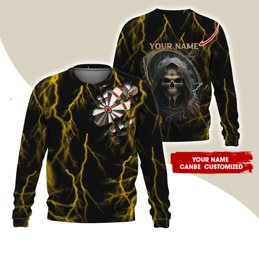 Customized Name Darts Sweatshirt, Personalized Name Grim Reaper Sweatshirt For Men & Women - Gift For Darts Lovers, Darts Players