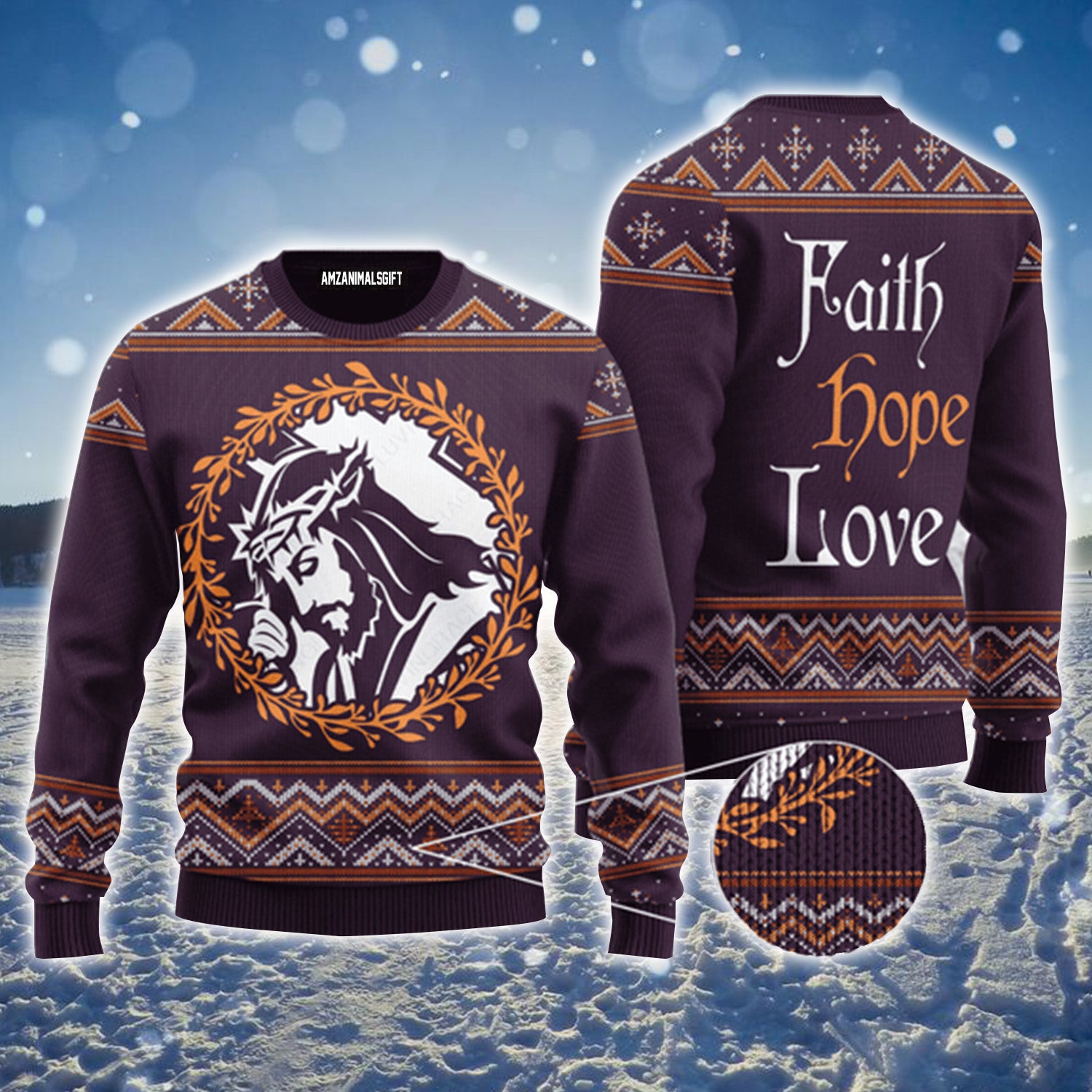 Christ God Jesus Face Faith Hope Love Urly Sweater, Christmas Sweater For Men & Women - Perfect Gift For Christmas, New Year, Winter