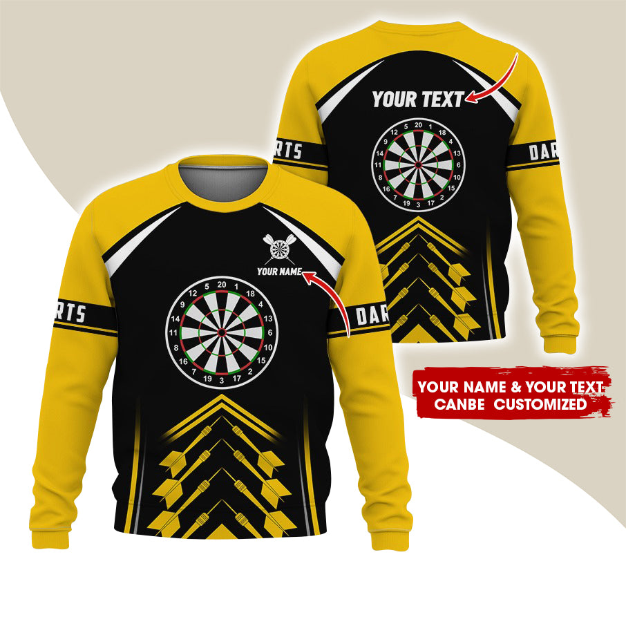 Customized Name & Text Darts Sweatshirt, Personalized Dartboard Uniform Sweatshirt For Men & Women - Gift For Darts Lovers, Darts Players