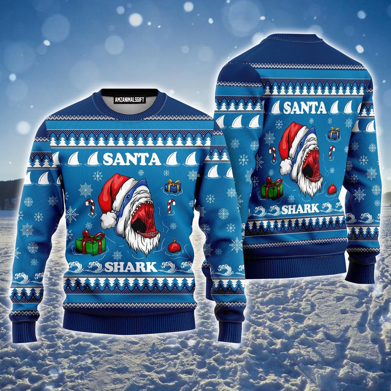 Santa Shark Ugly Christmas Sweater For Men & Women, Perfect Outfit For Christmas New Year Autumn Winter