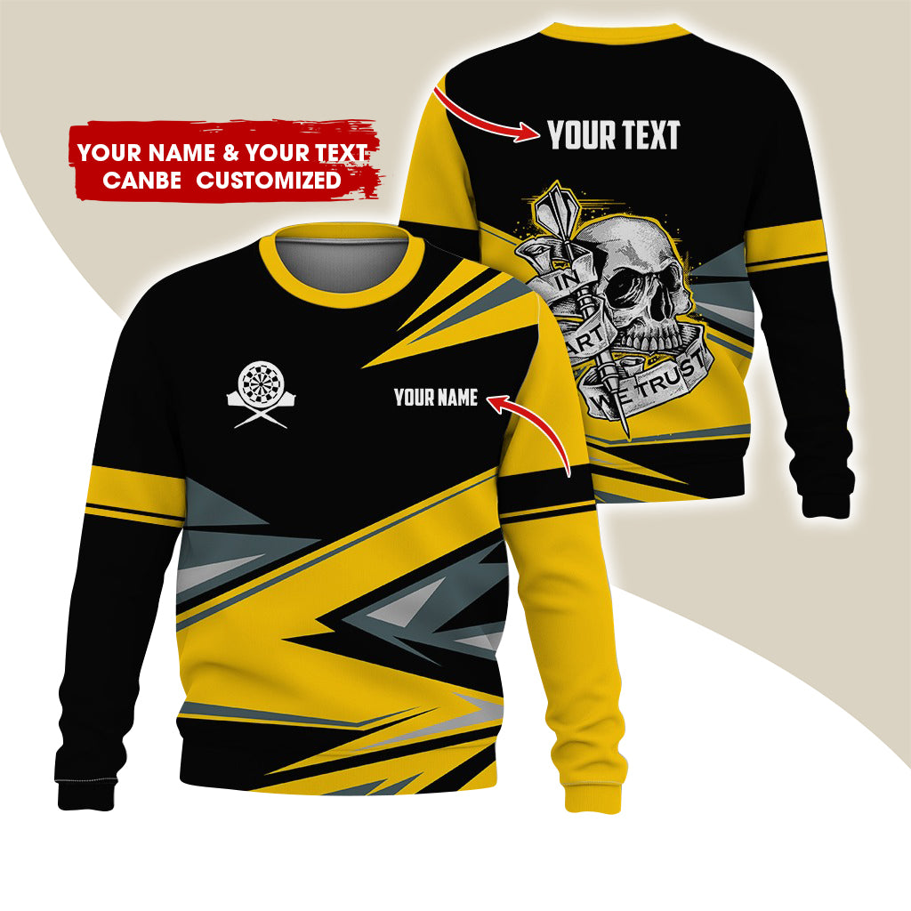 Customized Name & Text Darts Sweatshirt, Personalized Skull Darts Sweatshirt For Men & Women - Gift For Darts Lovers, Darts Players