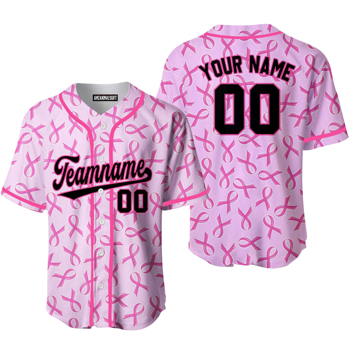 Custom Pink Ribbon Breast Cancer Black Baseball Jersey, Perfect Outfit For Men And Women On Breast Cancer Survivors Baseball Team Baseball Fans