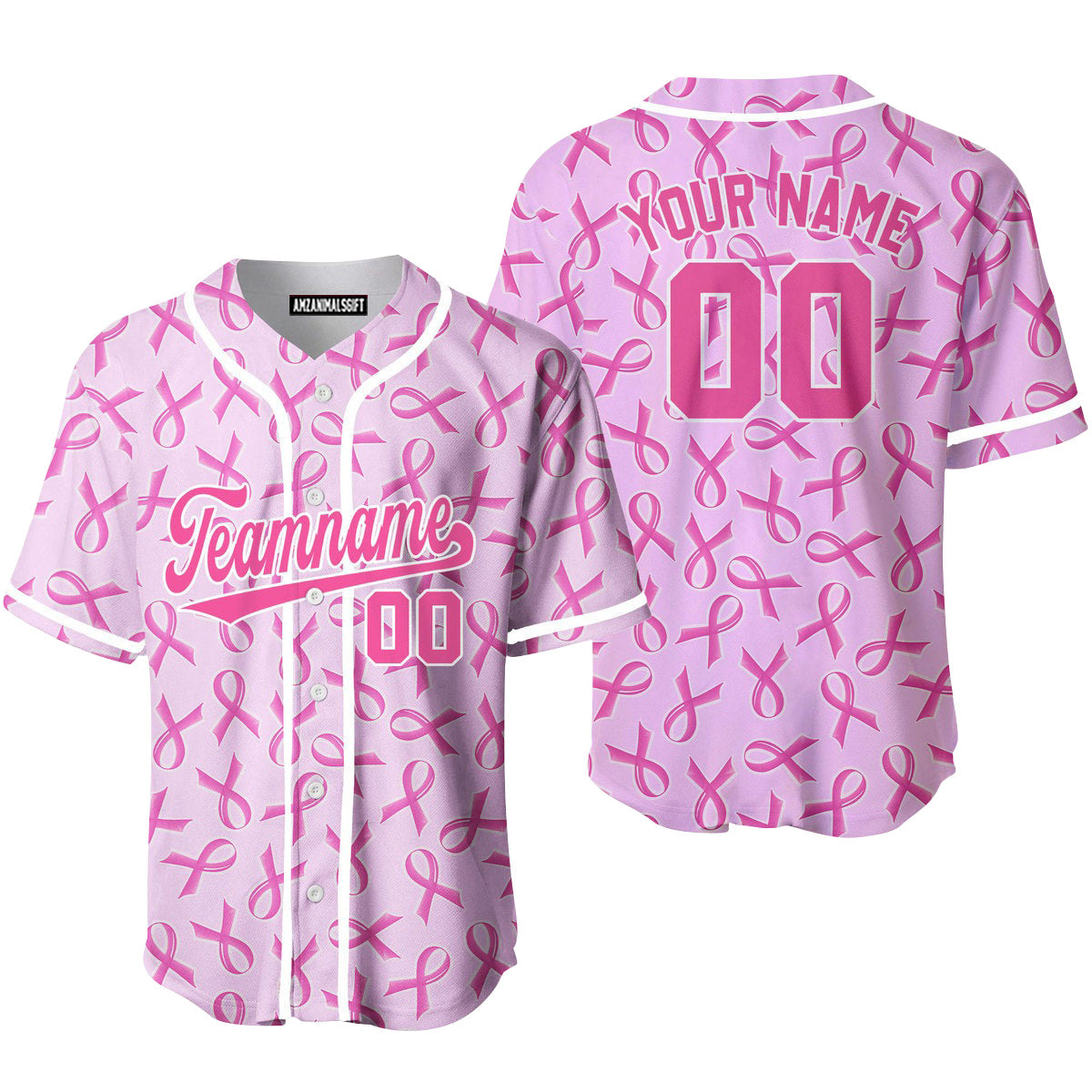 Custom Pink Ribbon Breast Cancer Pink White Baseball Jersey, Perfect Outfit For Men And Women On Breast Cancer Survivors Baseball Team Baseball Fans