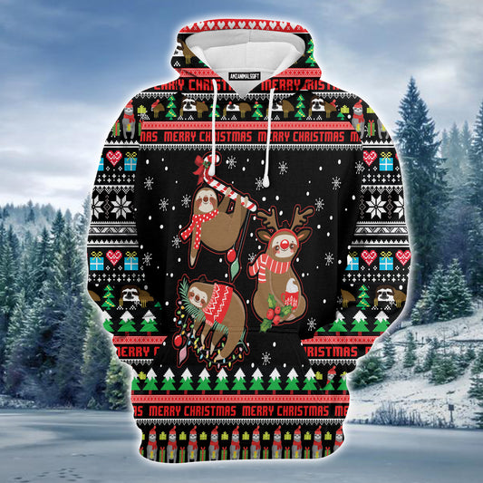 Sloth Xmas Premium Christmas Hoodie, Cool Sloth Merry Christmas  Unisex Hoodie For Men & Women - Perfect Gift For Christmas, Friends, Family