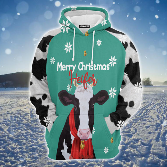 Cow Xmas Premium Christmas Hoodie, Cow Merry Christmas Heifer Unisex Hoodie For Men & Women - Perfect Gift For Christmas, Friends, Family