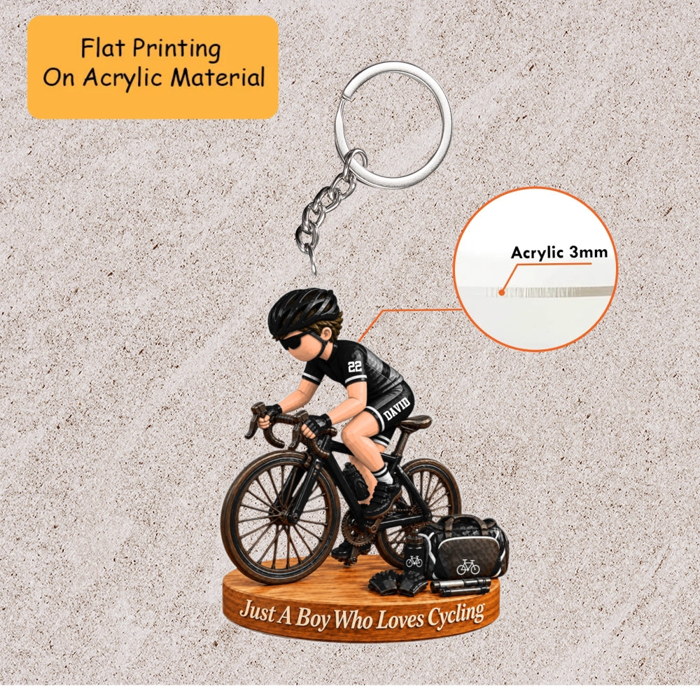 Personalized Cycling Christmas Flat Printed Acrylic Ornament, Road Biking Action Setup, Custom Ornament Christmas Gift, Keychain Cycling, Car Ornament Cycling