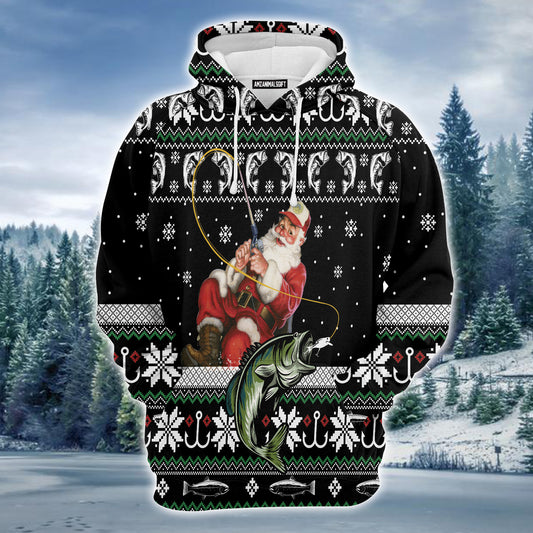 Santa Claus Fishing Premium Christmas Hoodie, Merry Christmas Unisex Hoodie For Men & Women - Perfect Gift For Christmas, Fisherman, Fishing Lovers