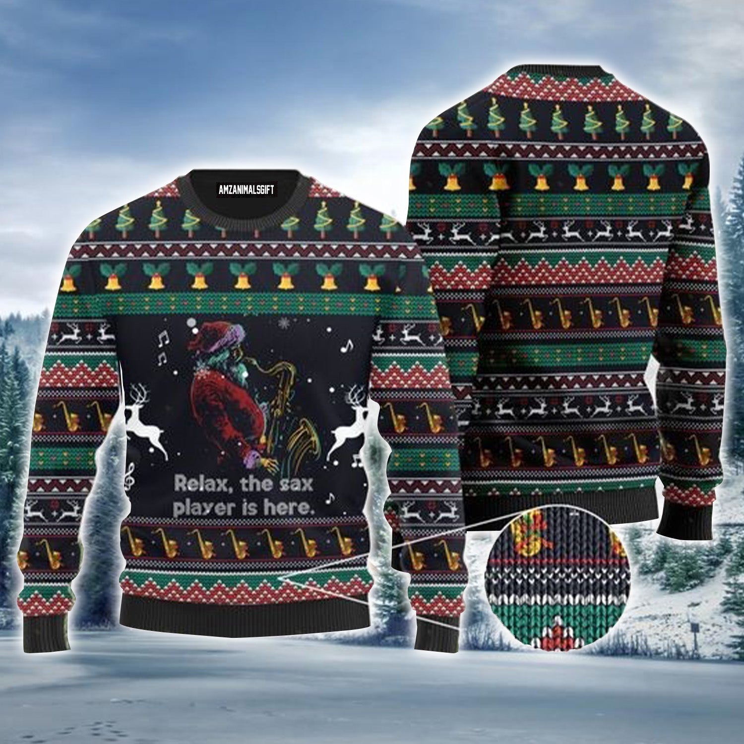 Santa Christmas Pattern Ugly Christmas Sweater For Men & Women, Perfect Outfit For Christmas New Year Autumn Winter