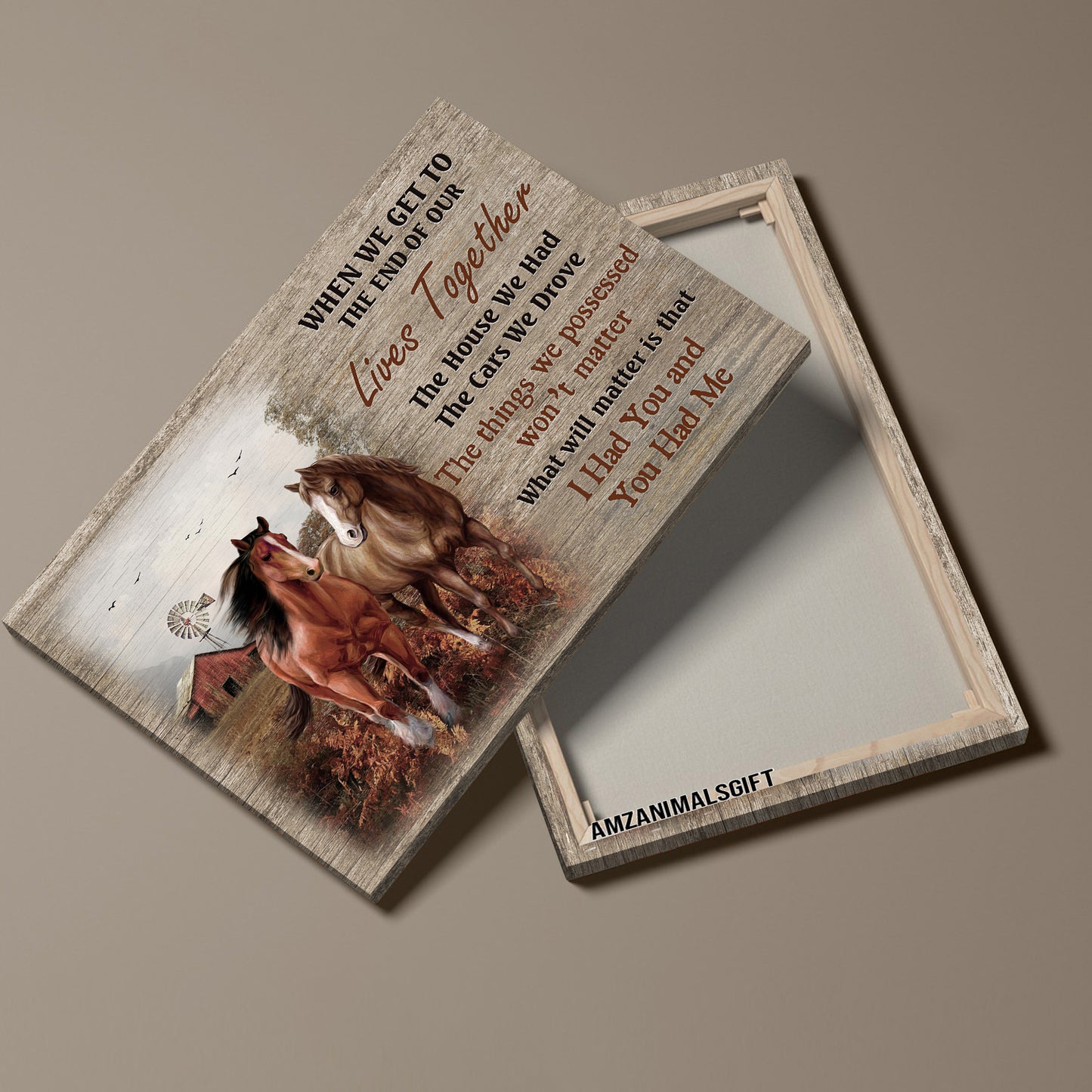 Horse Premium Wrapped Landscape Canvas - Beautiful Horse, Countryside Painting, Windmill, I Had You And You Had Me - Gift For  Horse Lovers