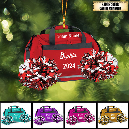 Personalized Cheerleading Bag Flat Acrylic Ornament, Meaningful Ornament Gift For Daughter, Granddaughter, Cheerleader