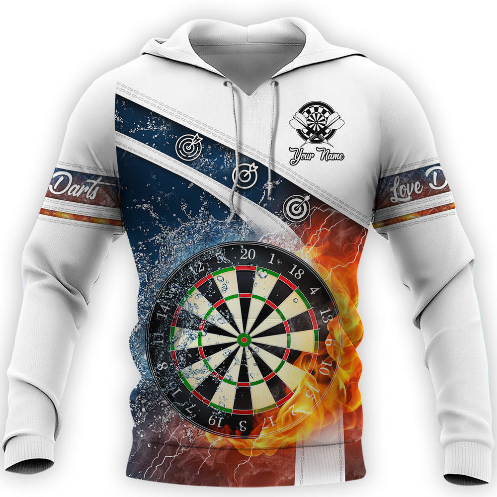 Darts Fire and Water Premium Hoodie Customized Name, Personalized Darts Outfit For Men And Women, Darts Players, Team