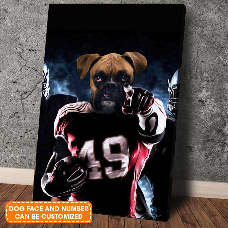 The American Football Fan Custom Pet Face Portrait Canvas - Pet Painting Portrait Canvas, Wall Art - Perfect Gift For The American Football Fan, Pet Lovers