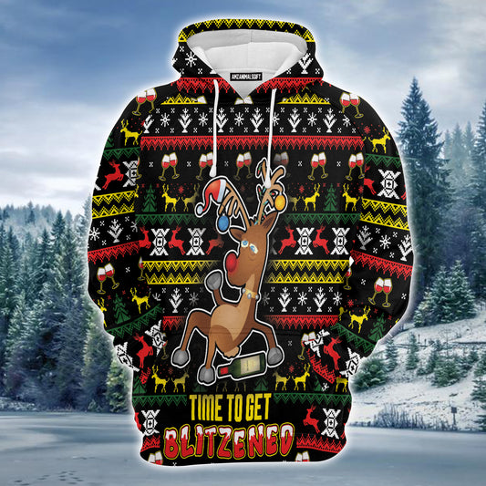 Reindeer Premium Christmas Hoodie, Time To Get Blitzened Unisex Hoodie For Men & Women - Perfect Gift For Christmas, Friends, Family