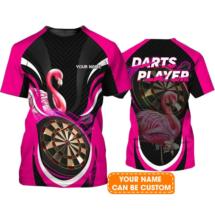 Customized Darts T Shirt, Flamingo Darts Shirt, Personalized Name Darts T Shirt For Men - Perfect Gift For Darts Lovers, Darts Players