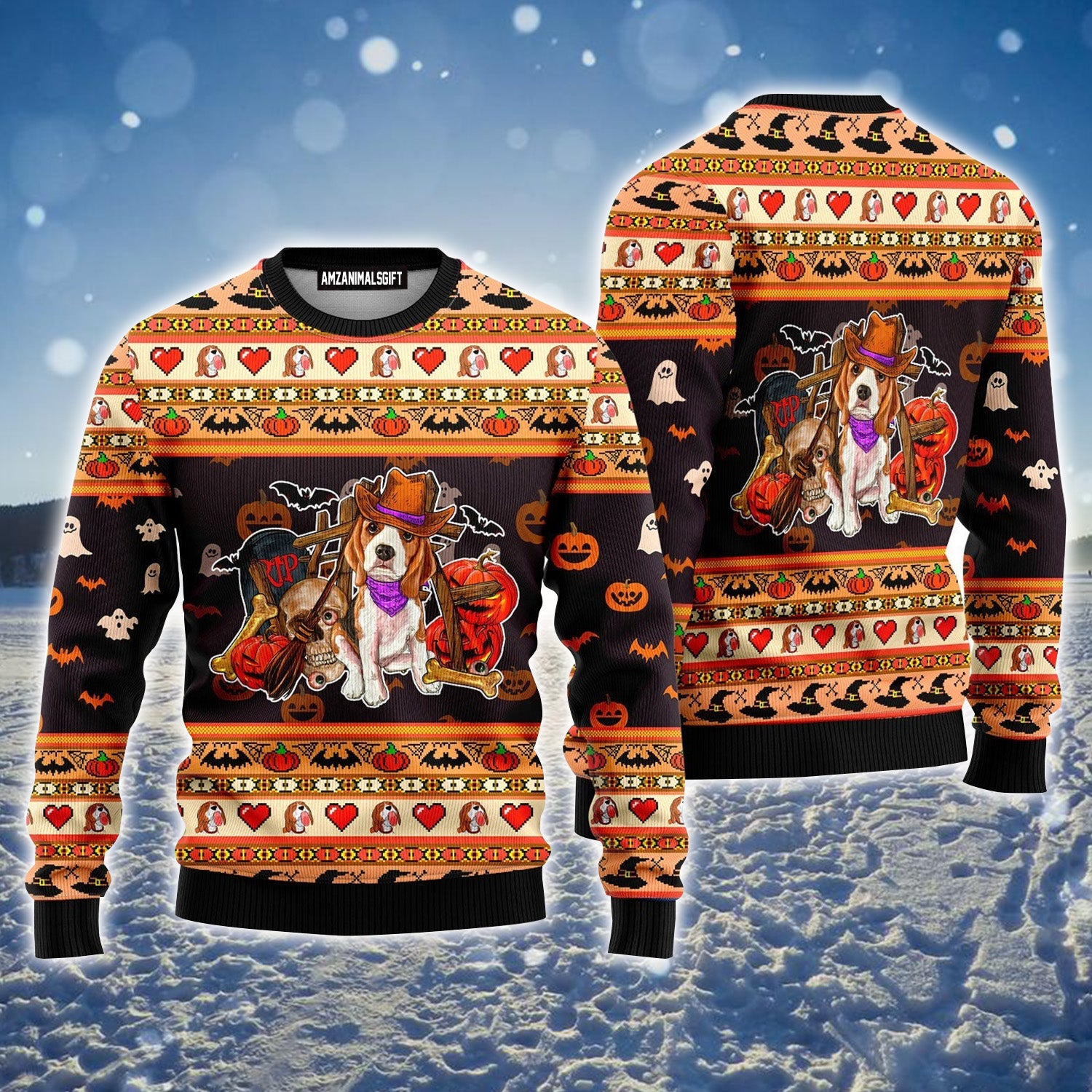 Beagle Dog Halloween Ugly Christmas Sweater For Men & Women, Perfect Outfit For Christmas New Year Autumn Winter