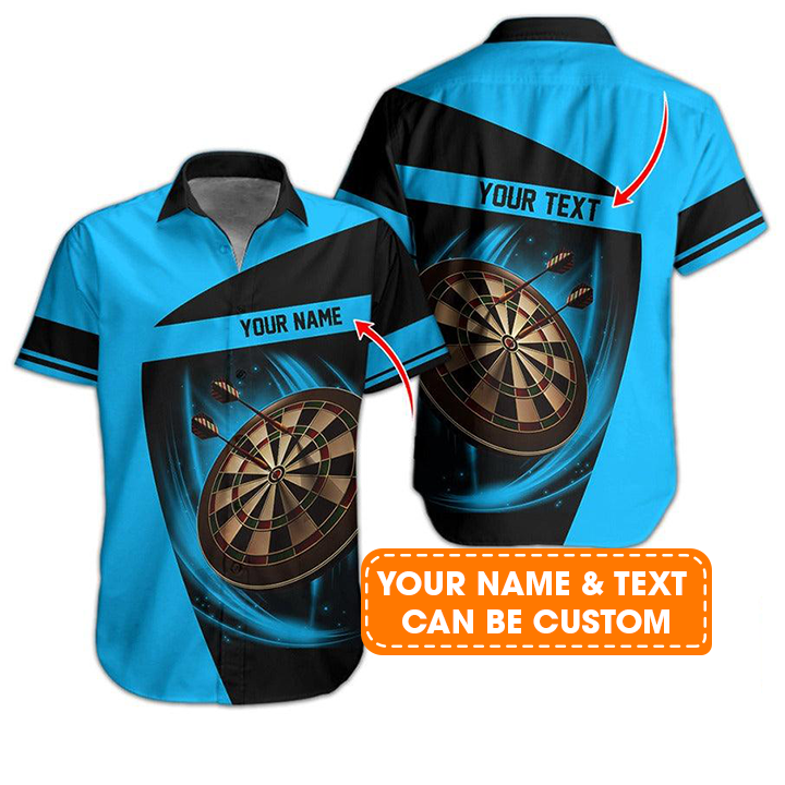 Customized Name & Text Darts Hawaiian Shirt, Personalized Dartboard Hawaiian Shirts - Gift For Darts Lovers, Darts Players Uniforms