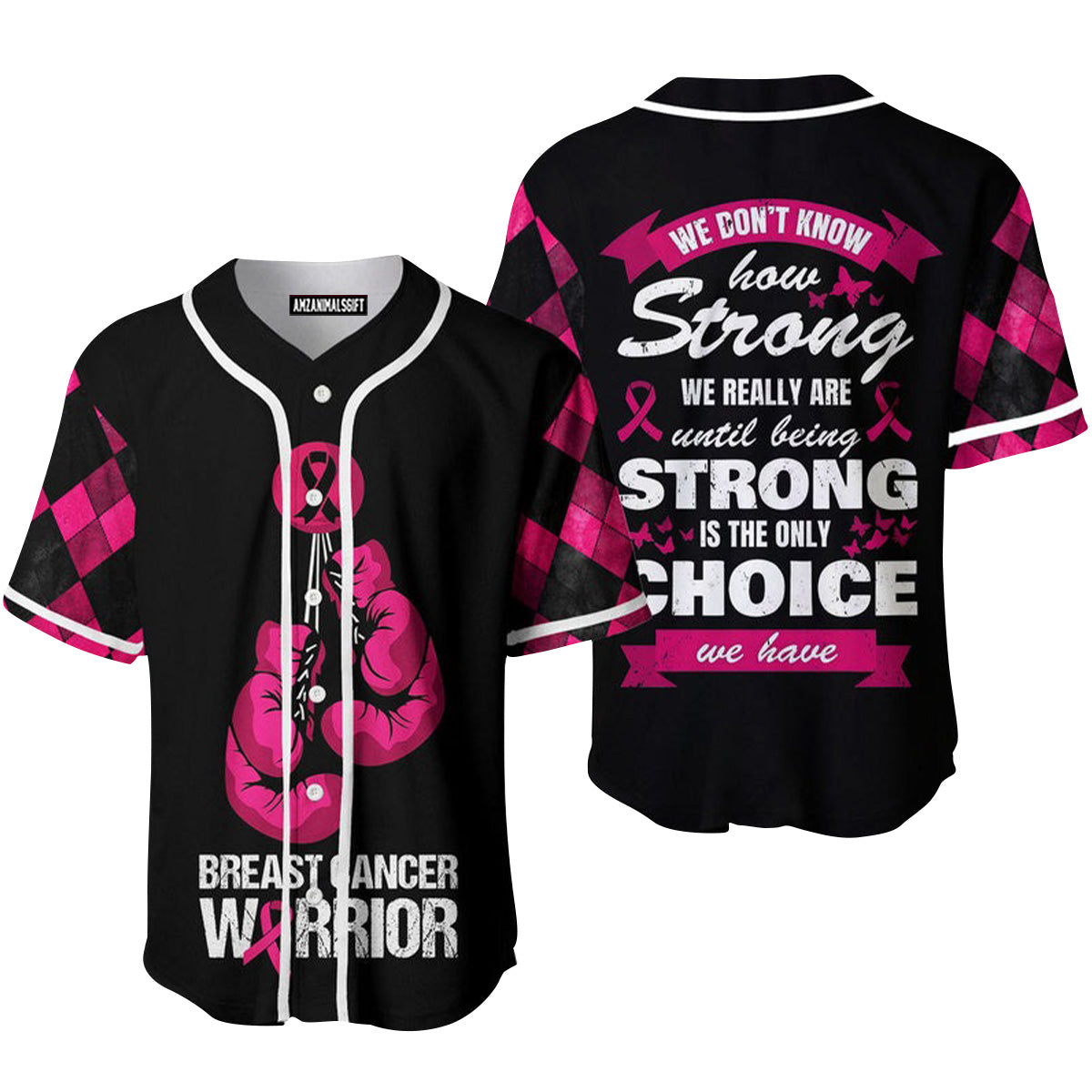 Breast Cancer Warrior Boxing Gloves Baseball Jersey, Perfect Outfit For Men And Women On Breast Cancer Survivors Baseball Team Baseball Fans