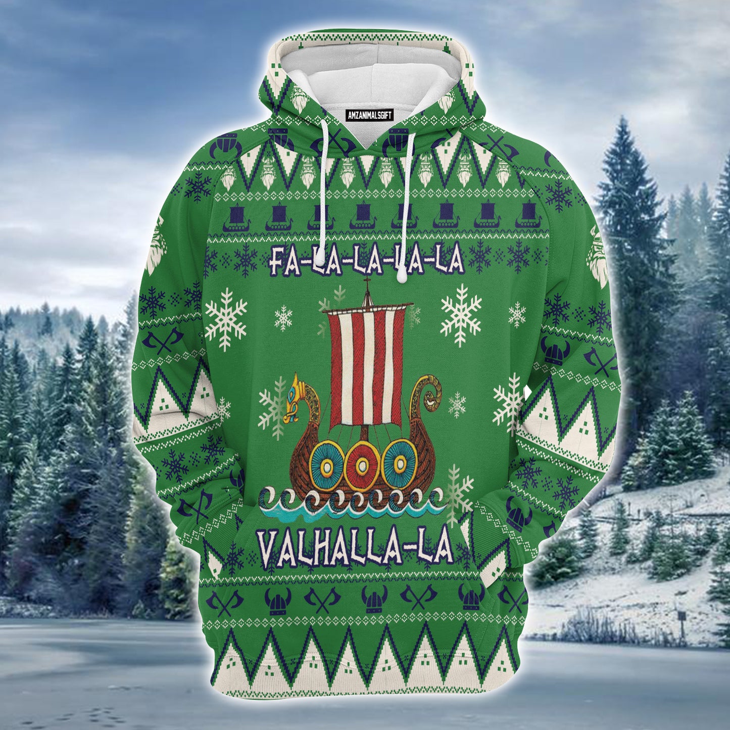 Viking Premium Christmas Hoodie, Fa-La-La-La-La Christmas Unisex Hoodie For Men & Women - Perfect Gift For Christmas, Friends, Family