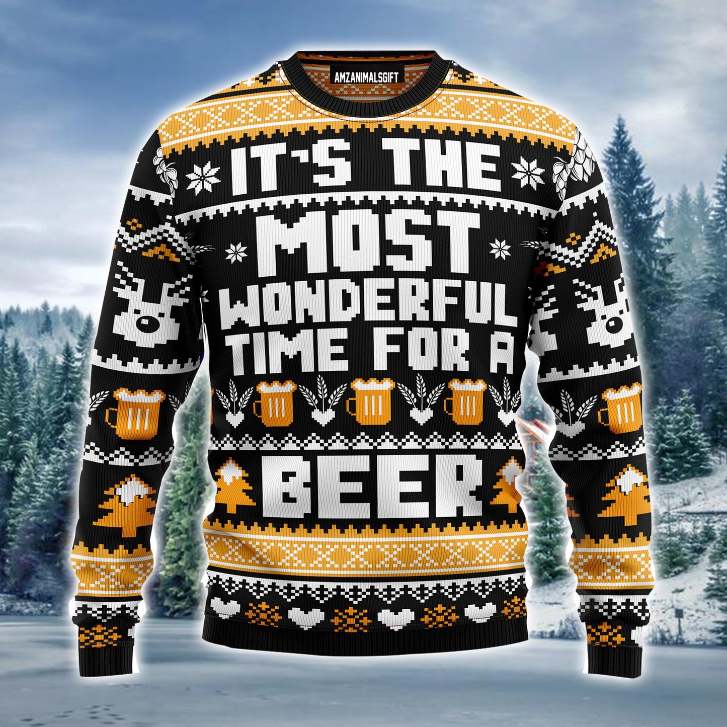 Beer Merry Christmas Ugly Christmas Sweater, Wonderful Time For A Beer Ugly Sweater For Men & Women - Perfect Gift For Christmas, Beer Lovers