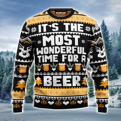 Beer Merry Christmas Ugly Christmas Sweater, Wonderful Time For A Beer Ugly Sweater For Men & Women - Perfect Gift For Christmas, Beer Lovers