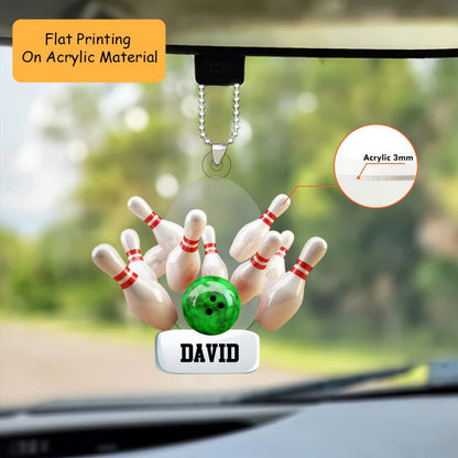 Personalized Bowling Ball Ornament, Bowling Christmas Keychain, Car Ornament, Christmas Ornament Gifts