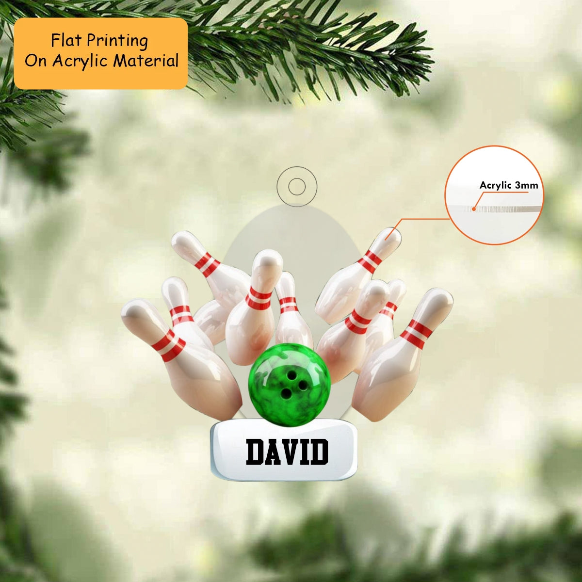 Personalized Bowling Ball Ornament, Bowling Christmas Keychain, Car Ornament, Christmas Ornament Gifts