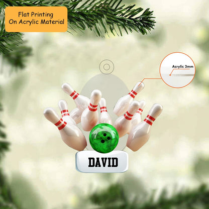 Personalized Bowling Ball Ornament, Bowling Christmas Keychain, Car Ornament, Christmas Ornament Gifts